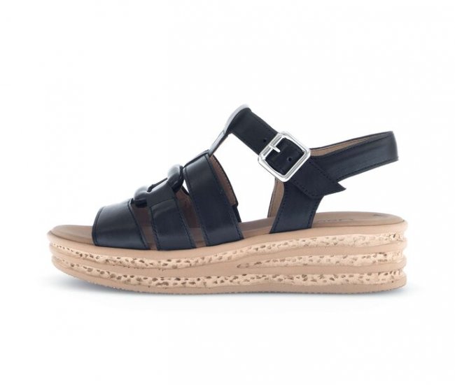 Gabor Damen Plateau Sandale Schwarz - Glattleder