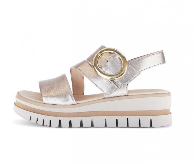 Gabor Damen Plateau Sandale Gold - Effektleder