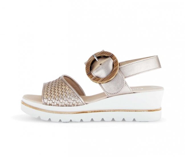 Gabor Damen Plateau Sandale Gold - Effektleder