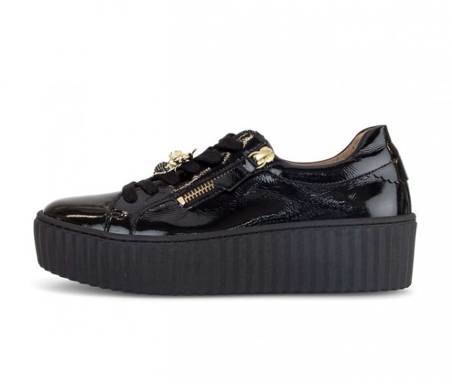 Gabor Damen Sneaker Low Schwarz - Lackleder