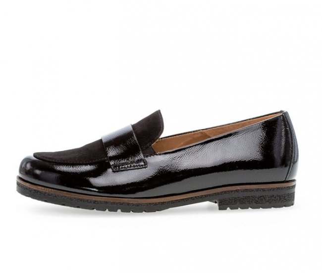 Gabor Damen Slipper Schwarz - Materialmix Leder