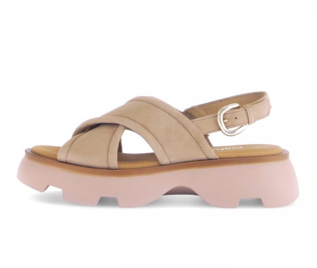Gabor Damen Riemchensandale Beige - Rauleder