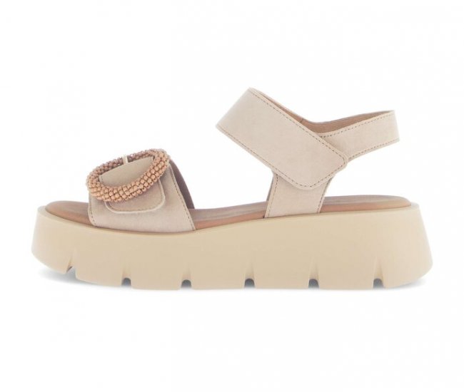 Gabor Damen Plateau Sandale Beige - Rauleder