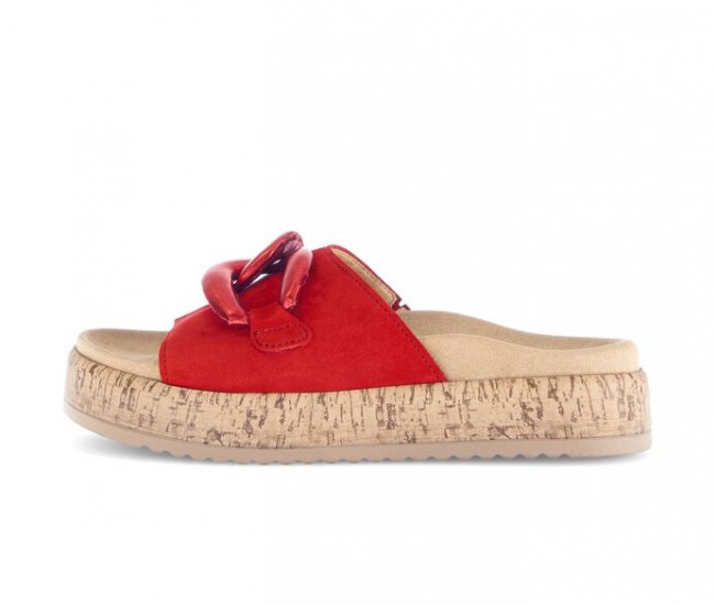 Gabor Damen Pantolette Rot - Materialmix Leder