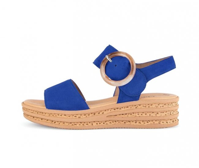 Gabor Damen Plateau Sandale Blau - Rauleder