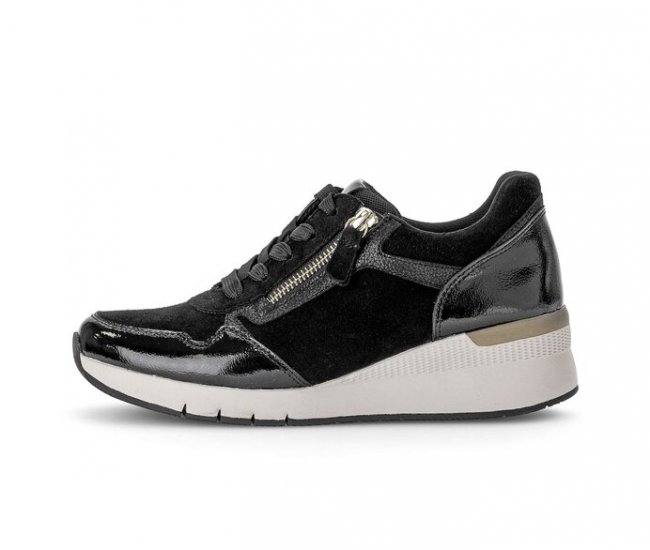 Gabor Damen Sneaker Low Schwarz - Materialmix Leder