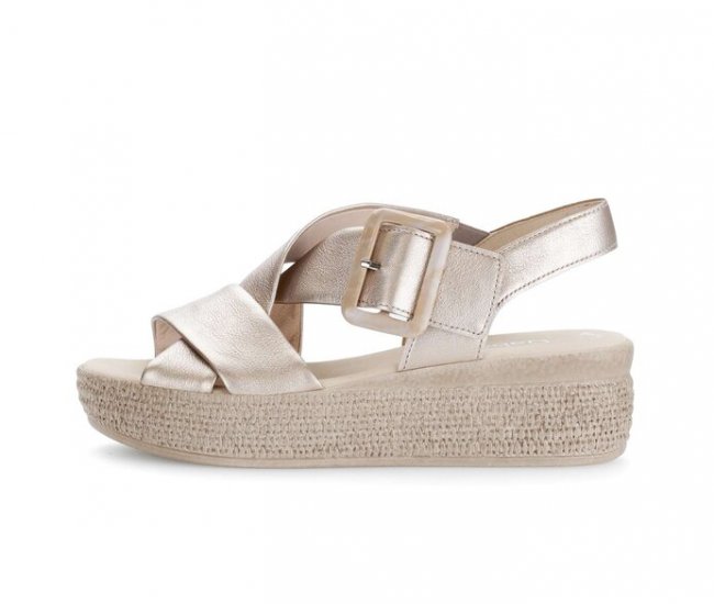 Gabor Damen Plateau Sandale Gold - Effektleder