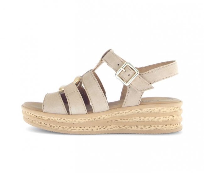 Gabor Damen Plateau Sandale Beige - Materialmix Leder/Lederimitat