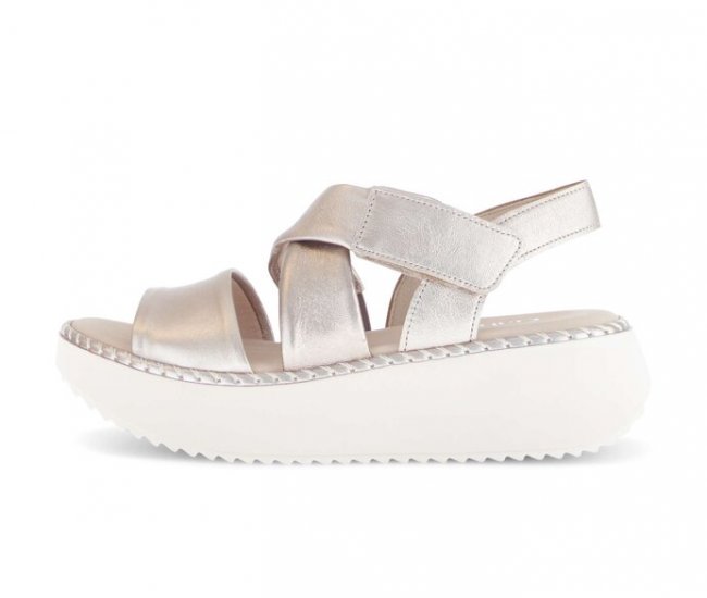 Gabor Damen Plateau Sandale Gold - Effektleder
