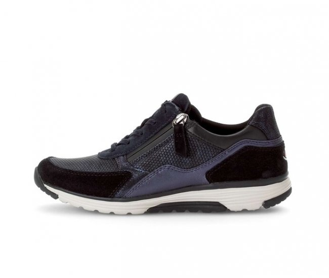 Gabor Damen Sneaker Low Blau - Materialmix Leder/Lederimitat