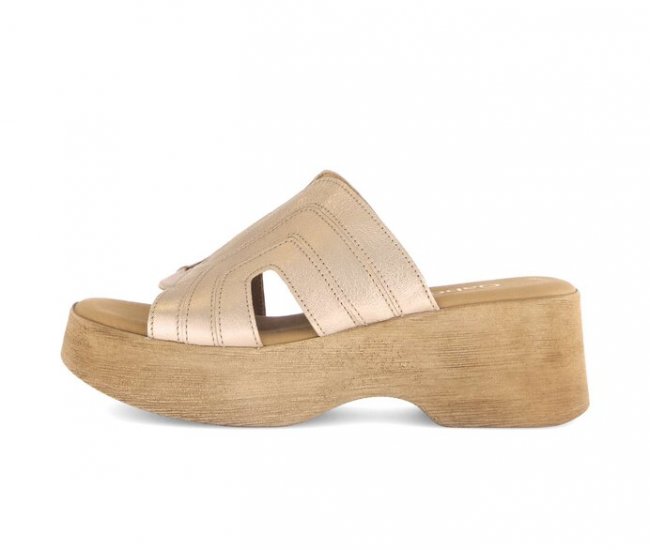 Gabor Damen Plateau Sandale Gold - Effektleder