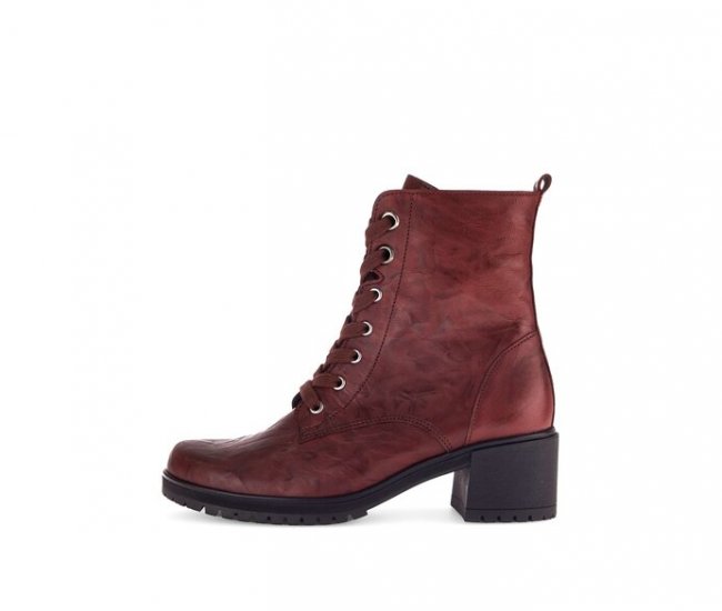Gabor Damen Schnürstiefelette Rot - Glattleder
