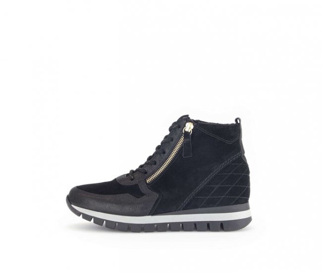 Gabor Damen Sportliche Stiefelette Schwarz - Materialmix Leder