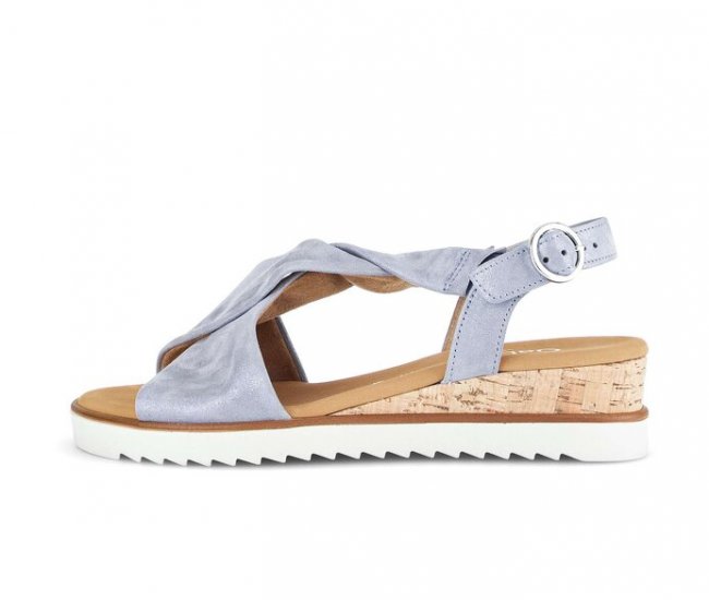 Gabor Damen Keilsandalette Blau - Effektleder