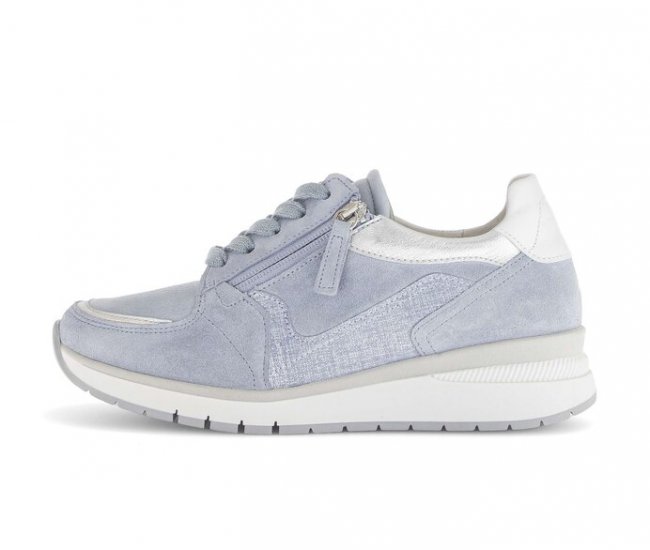 Gabor Damen Sneaker Low Blau - Materialmix Leder/Lederimitat