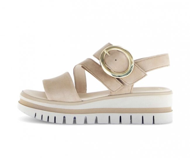 Gabor Damen Plateau Sandale Beige - Rauleder