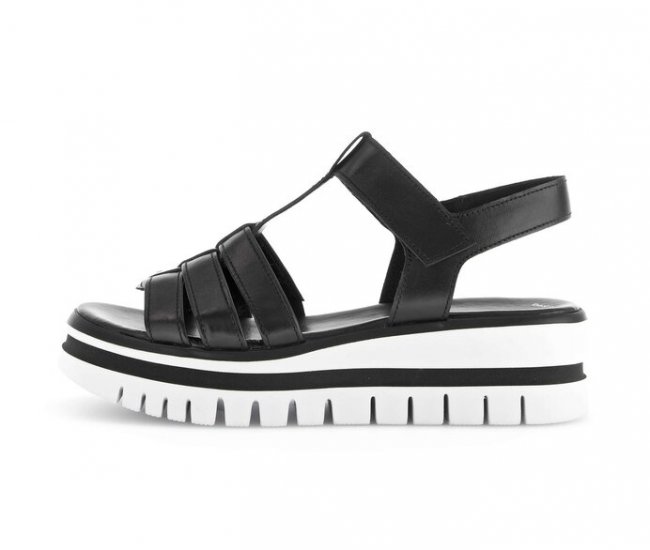 Gabor Damen Plateau Sandale Schwarz - Glattleder