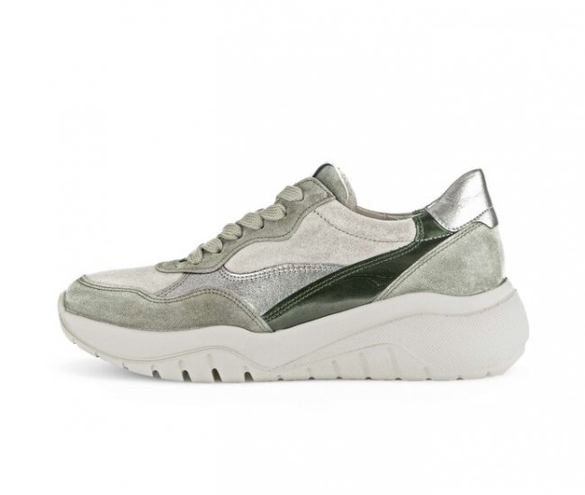 Gabor Damen Sneaker Low Grün - Materialmix Leder