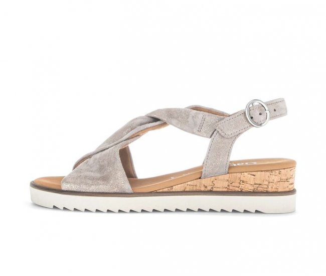 Gabor Damen Keilsandalette Beige - Effektleder