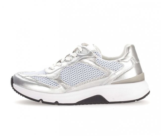 Gabor Damen Sneaker Low Silber - Materialmix Leder/Lederimitat