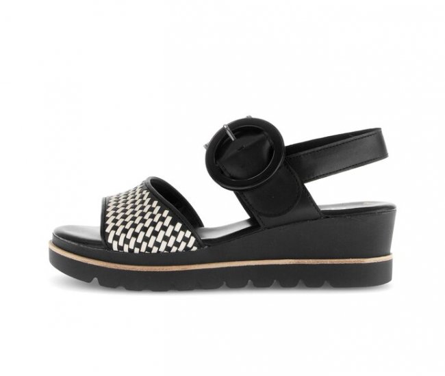 Gabor Damen Plateau Sandale Schwarz - Glattleder
