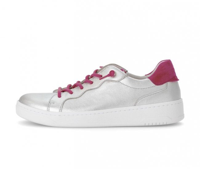Gabor Damen Sneaker Low Silber - Materialmix Leder