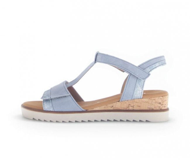 Gabor Damen Riemchensandale Blau - Materialmix Leder