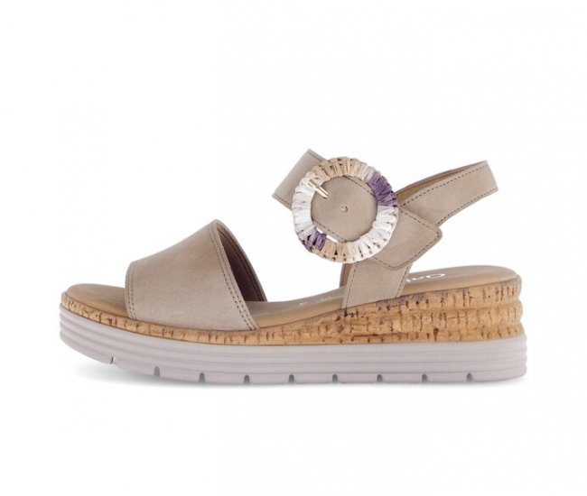 Gabor Damen Riemchensandale Beige - Rauleder
