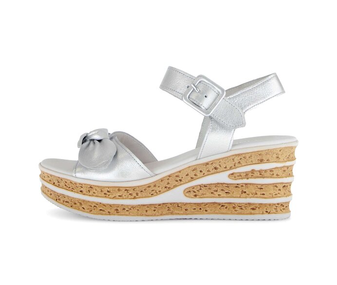 Gabor Damen Keilsandalette Silber - Effektleder