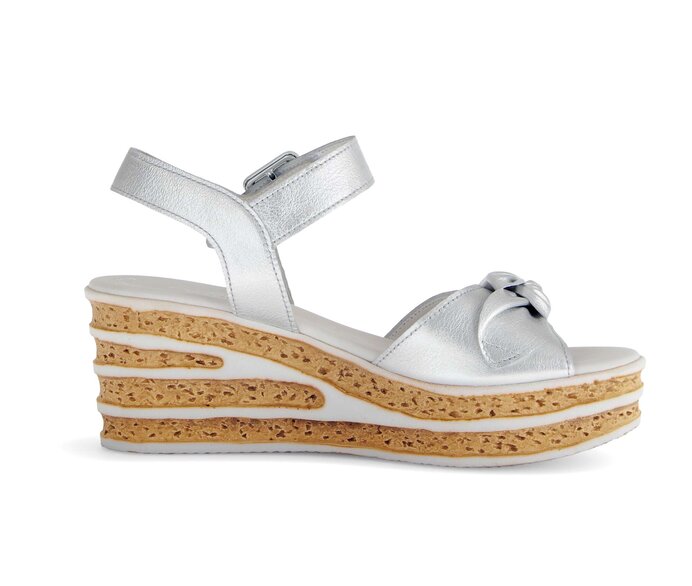 Gabor Damen  Keilsandalette Silber - Effektleder