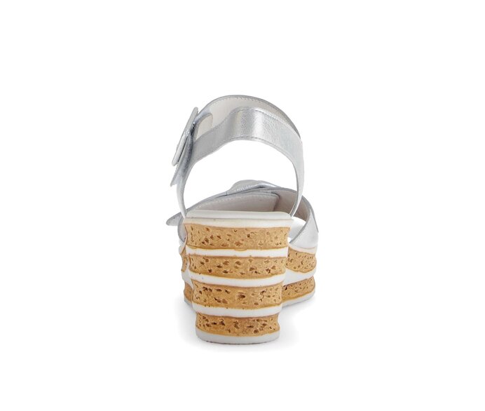 Gabor Damen  Keilsandalette Silber - Effektleder