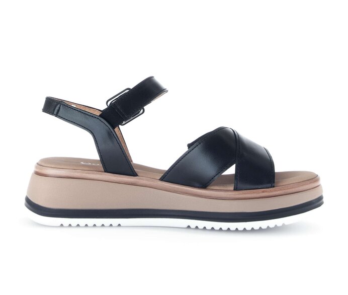 Gabor Damen  Plateau Sandale Schwarz - Glattleder