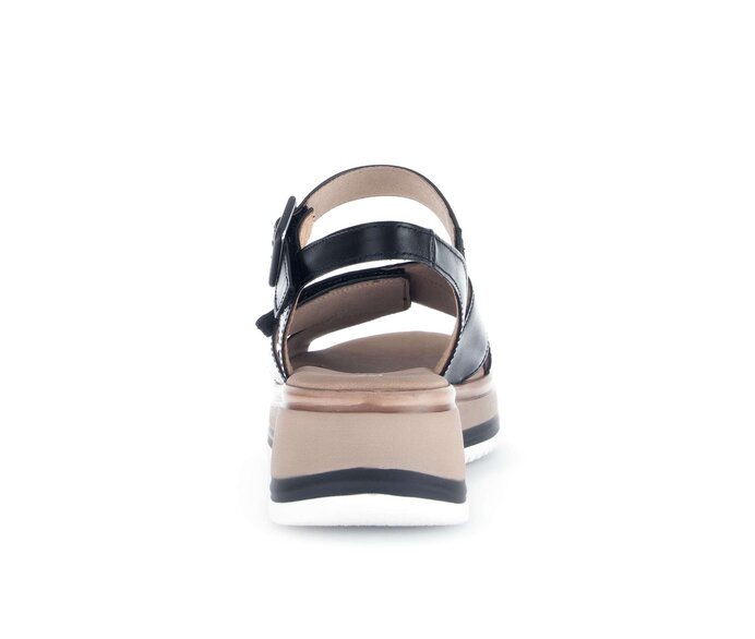 Gabor Damen  Plateau Sandale Schwarz - Glattleder