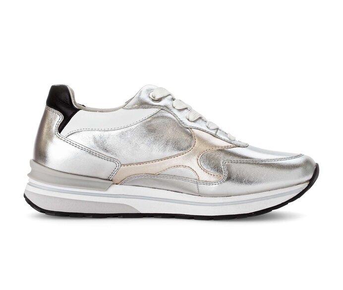 Gabor Damen  Sneaker Low Silber - Materialmix Leder