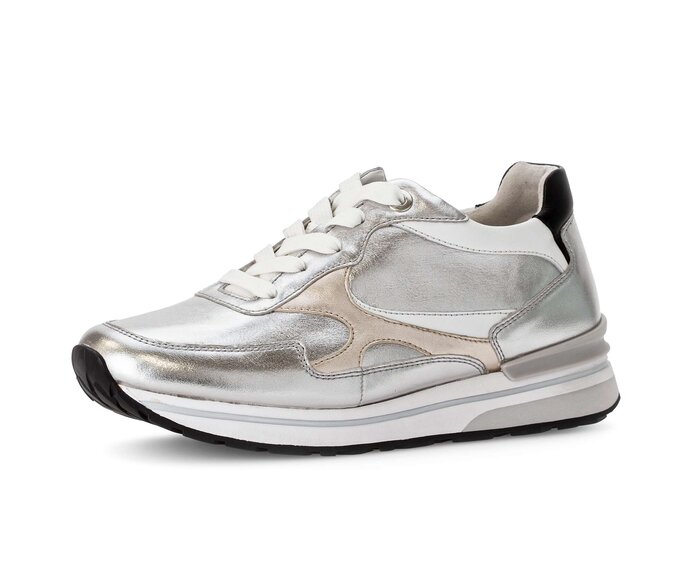 Gabor Damen  Sneaker Low Silber - Materialmix Leder