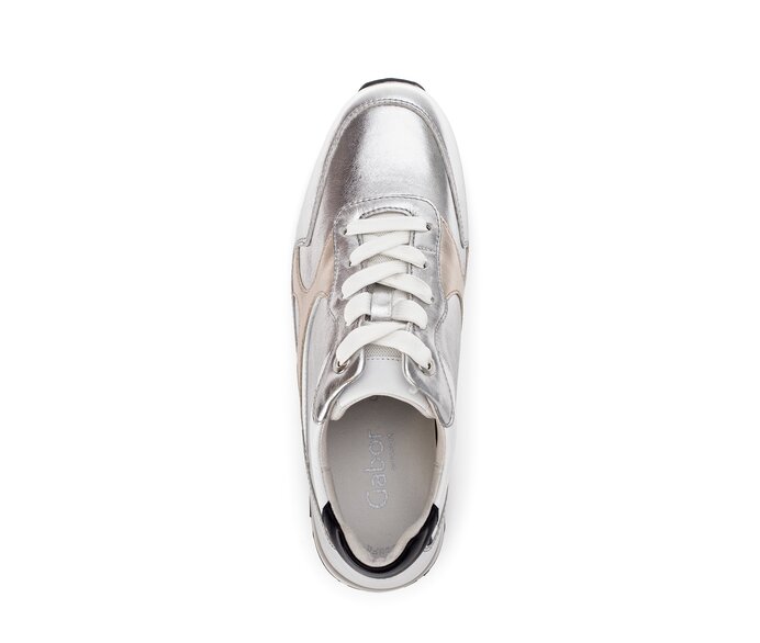 Gabor Damen  Sneaker Low Silber - Materialmix Leder
