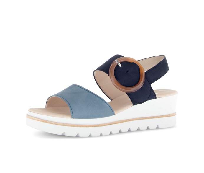 Gabor Damen  Plateau Sandale Blau - Rauleder