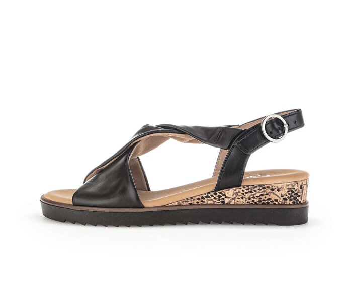 Gabor Damen Keilsandalette Schwarz - Glattleder