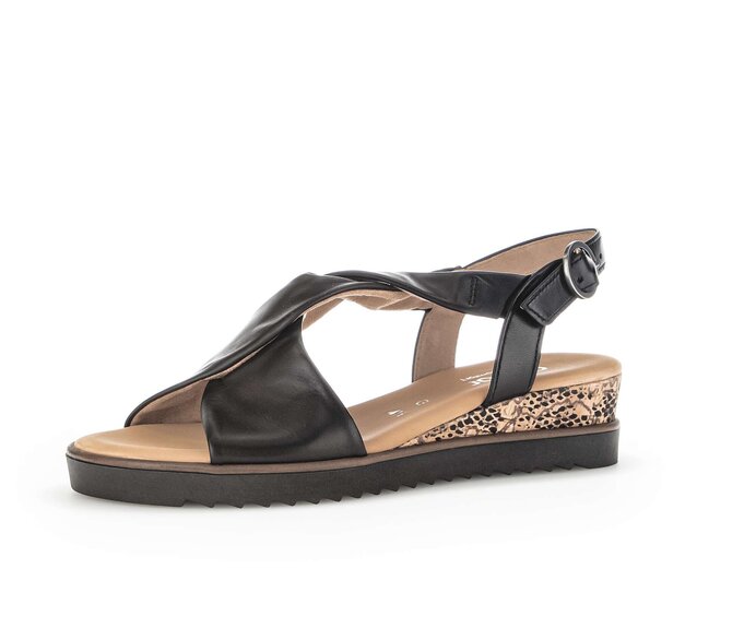 Gabor Damen  Keilsandalette Schwarz - Glattleder