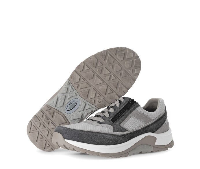 Gabor Herren Rollingsoft Sneaker Low Grau - Materialmix Leder/Textil