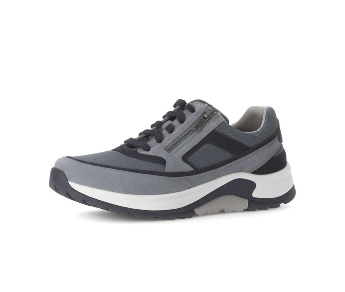 Gabor Herren Rollingsoft Sneaker Low Blau - Materialmix Leder/Textil