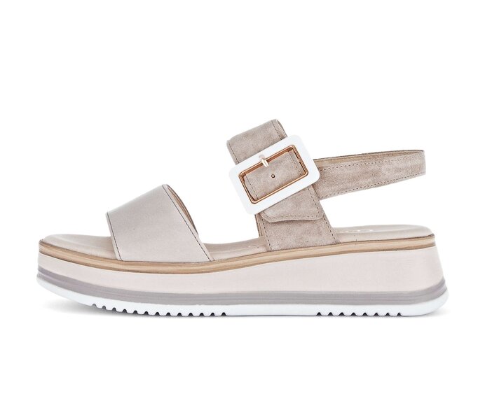 Gabor Damen Plateau Sandale Beige - Materialmix Leder