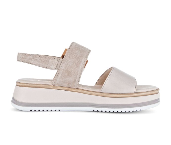 Gabor Damen  Plateau Sandale Beige - Materialmix Leder