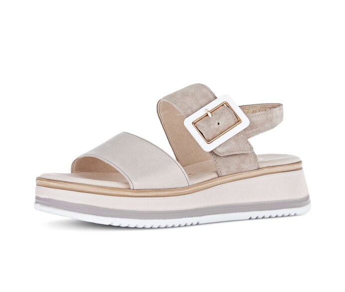 Gabor Damen  Plateau Sandale Beige - Materialmix Leder