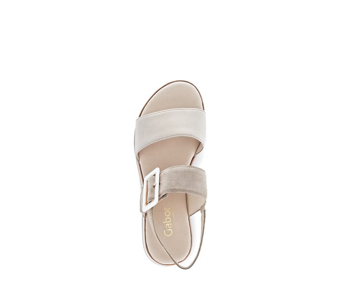 Gabor Damen  Plateau Sandale Beige - Materialmix Leder
