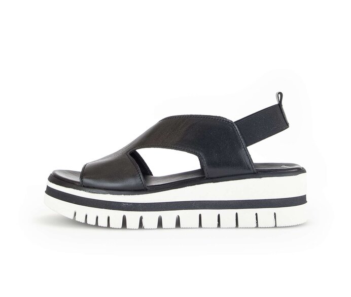 Gabor Damen Plateau Sandale Schwarz - Glattleder