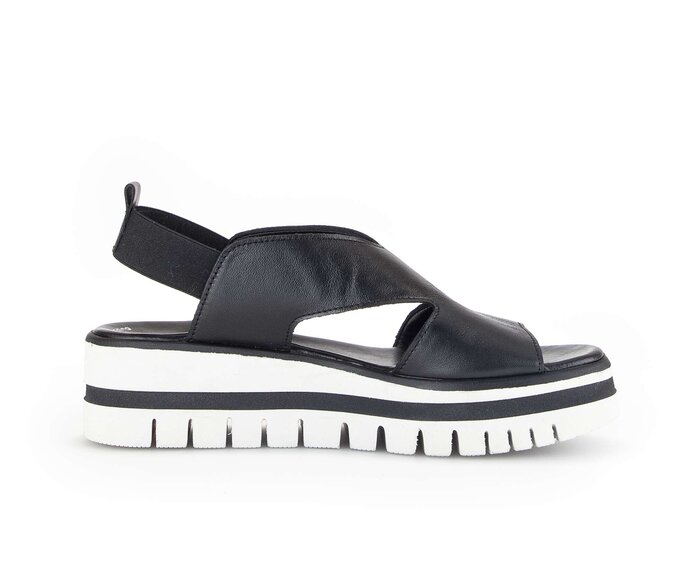 Gabor Damen  Plateau Sandale Schwarz - Glattleder