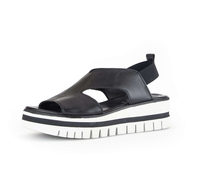 Gabor Damen  Plateau Sandale Schwarz - Glattleder