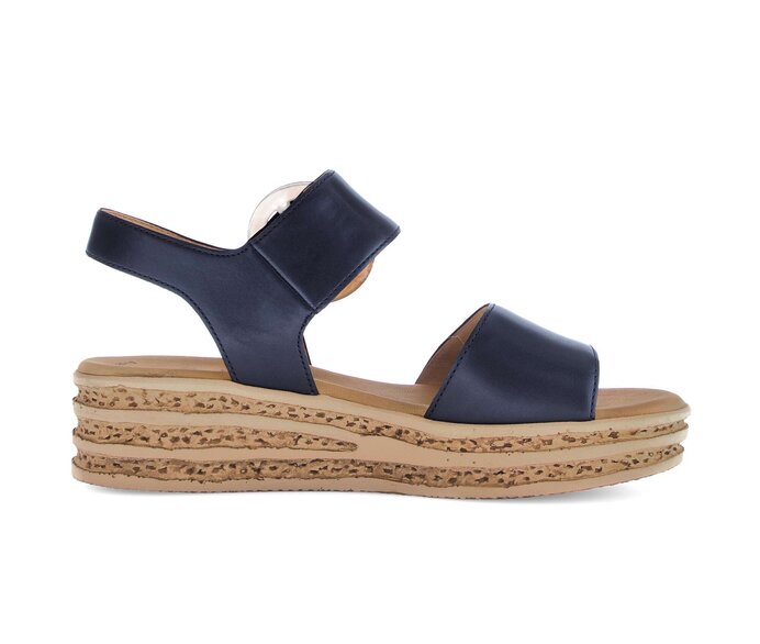 Gabor Damen  Plateau Sandale Blau - Glattleder