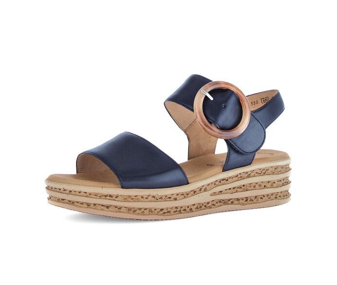 Gabor Damen  Plateau Sandale Blau - Glattleder